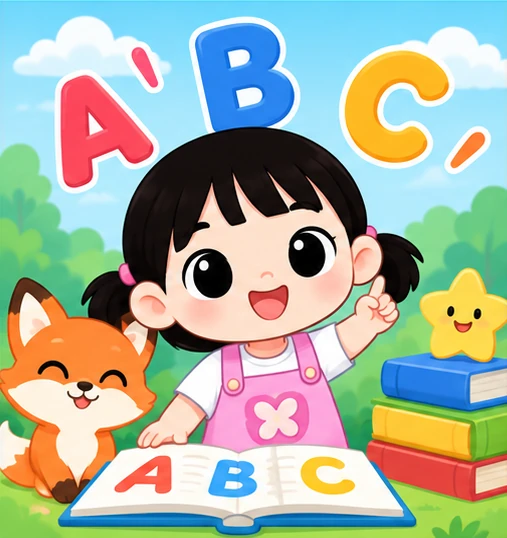Child playing with colorful alphabet letter blocks